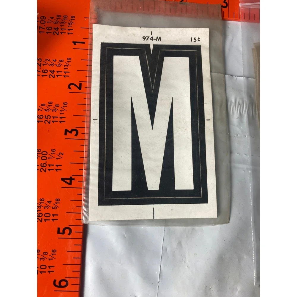 Vintage Meyercord Kwik-Space Letter M Black Self Stick NOS 974-M